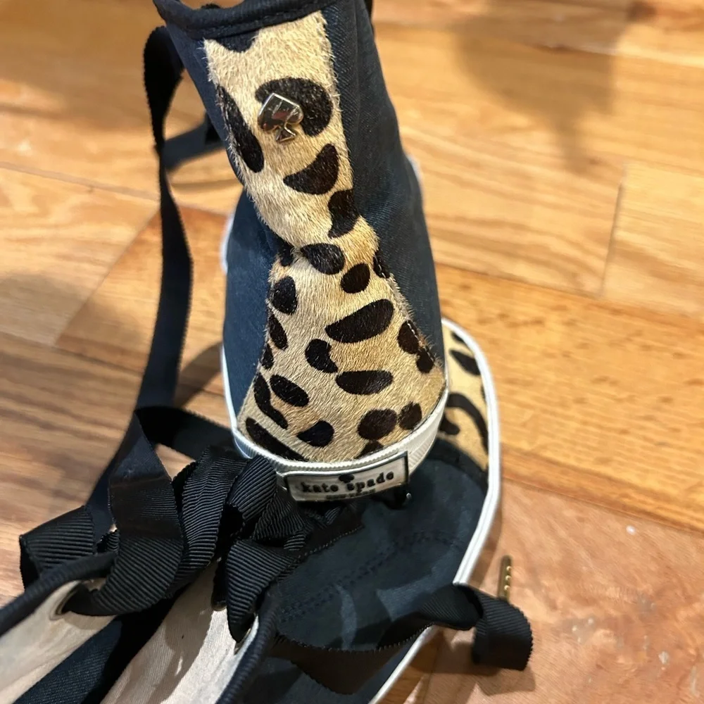 Kate Spade Black and Tan Sneakers with Animal Print - Picture 5 of 6